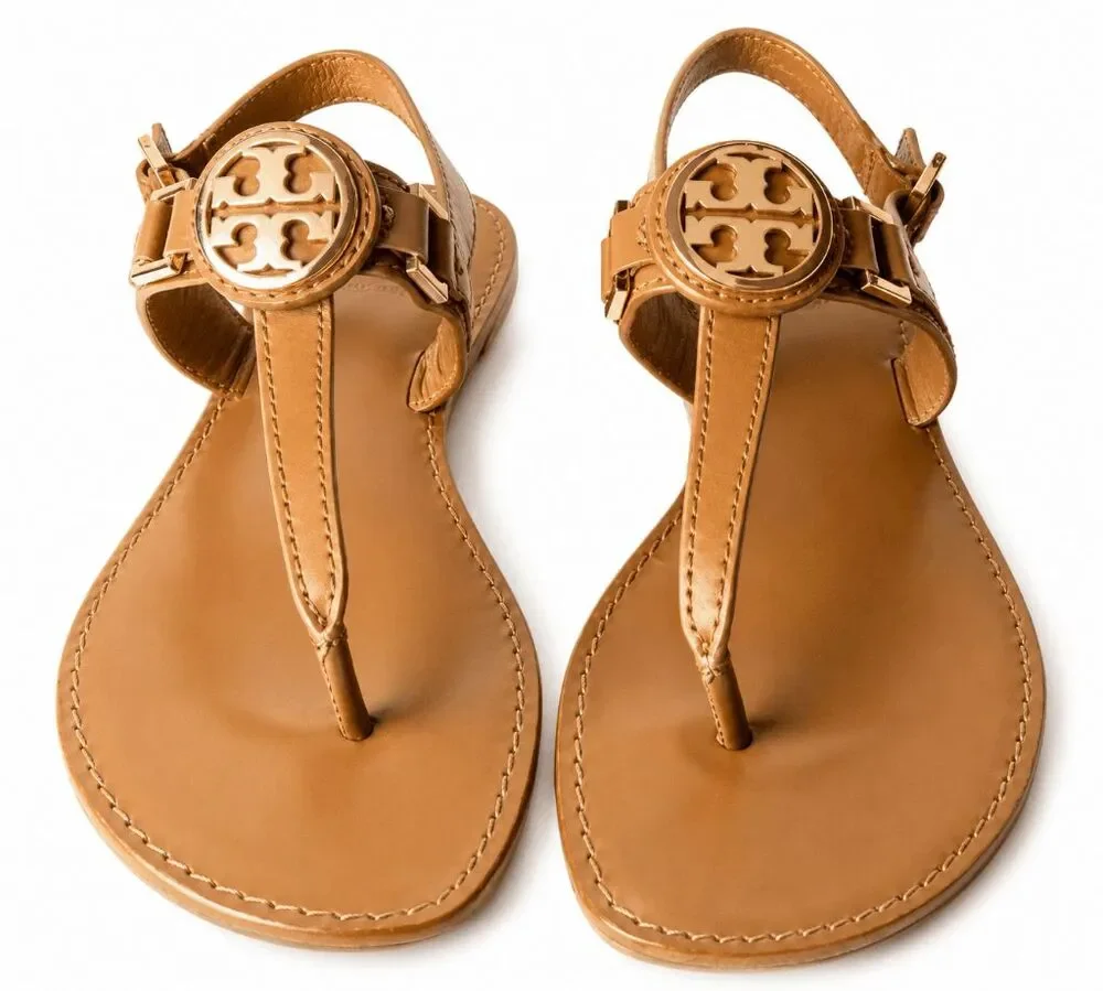 TORY BURCH Everly Leather T Strap Sandal Size 8.5M